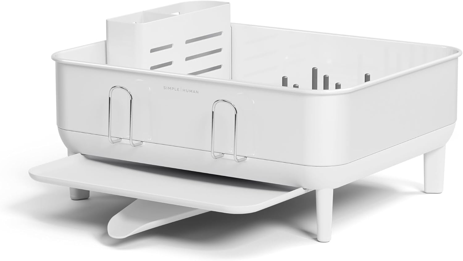 simplehuman compact dish drying rack white stainless steel frame swivel spout