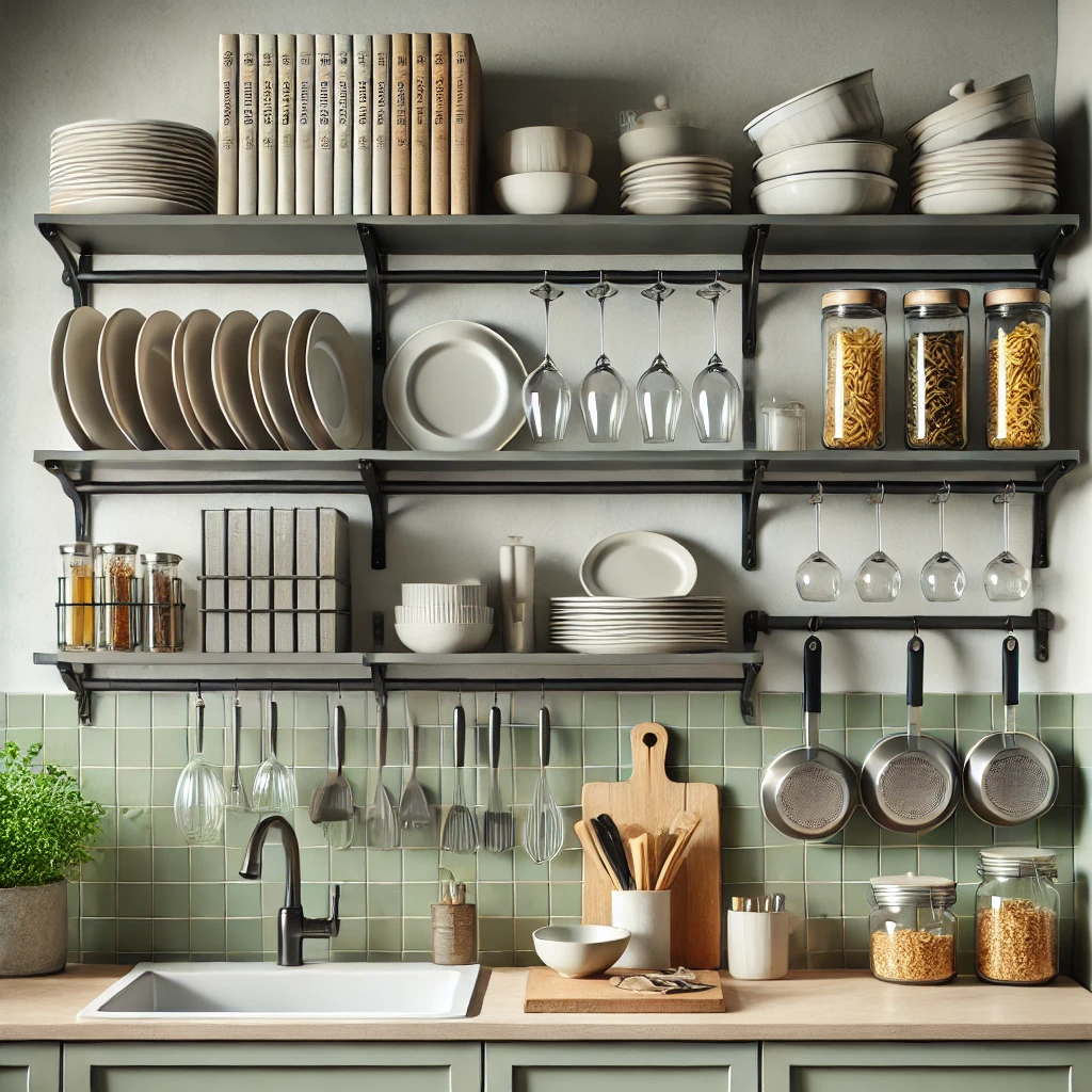Organized small kitchen example with smart storage solutions